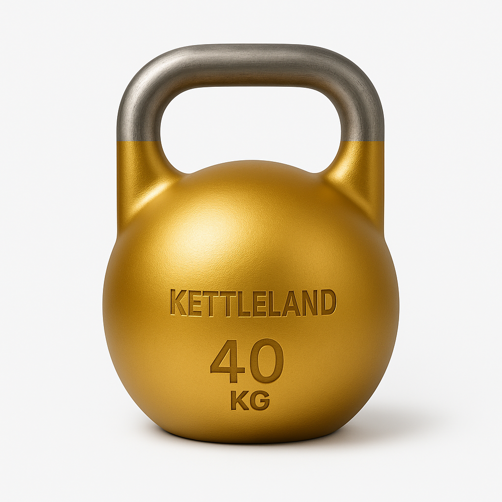 Kettlebell de Competición Kettleland – Acero Sólido INOX – Pesos de 8 kg a 32 kg