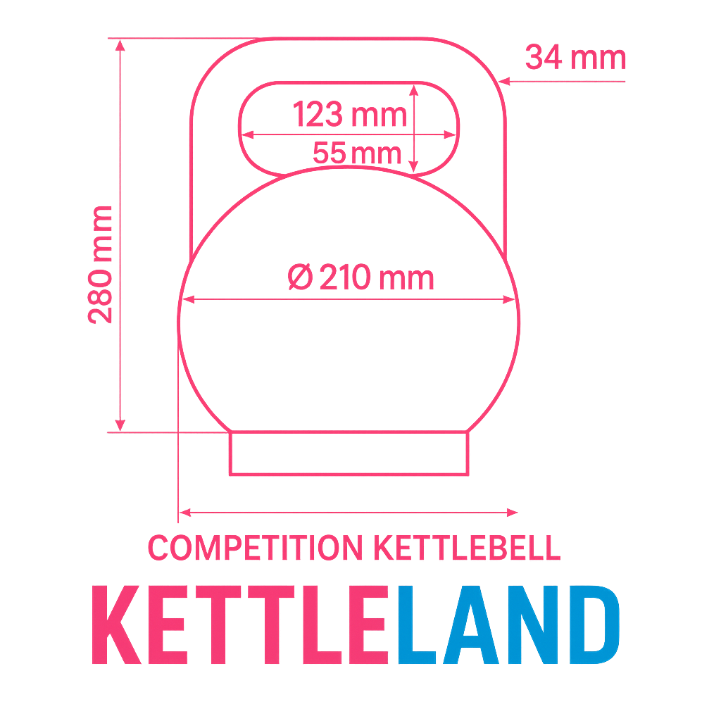 Kettlebell de Competición Kettleland – Acero Sólido INOX – Pesos de 8 kg a 32 kg