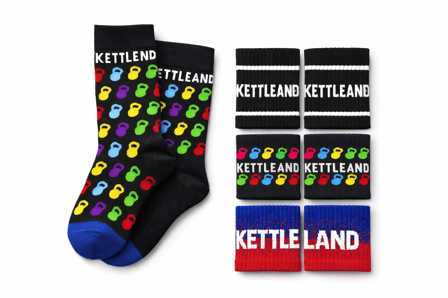 Pack Kettleland - Calcetines(1) + (3)Muñequeras Kettleland - Material Oficial Mundiales IKMF - Kettleland Mallorca