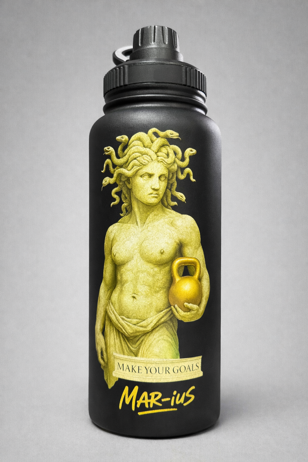 Botella deportiva de acero inoxidable con soporte para móvil – Grabado láser