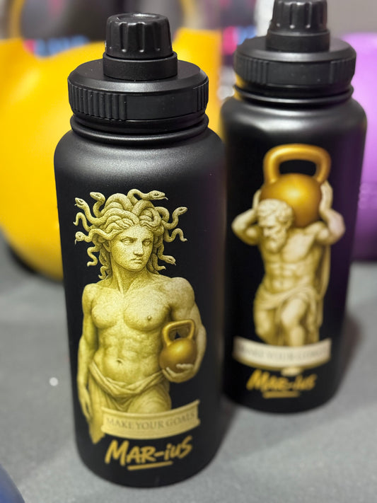 Botella deportiva de acero inoxidable con soporte para móvil – Grabado láser