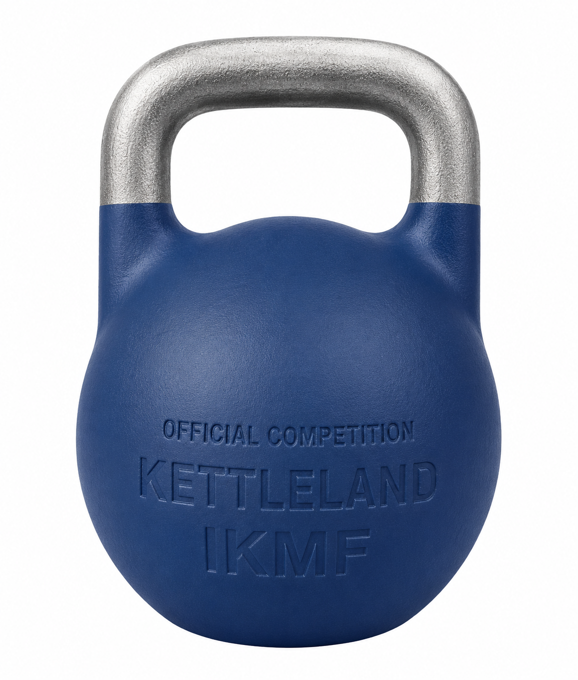 Kettlebell IKMF Edición Especial 12 kg azul Kettleland con asa pulida a mano, acero sólido y hollow inferior visible