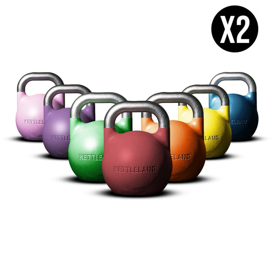 Pack completo DOBLE Kettlebells Kettleland Kettleland - Material Oficial Mundiales IKMF - Kettleland Mallorca